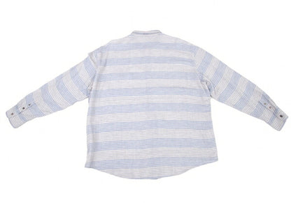 Papas Cotton Gauze Border Long Sleeve Shirt Gray Size 52LL