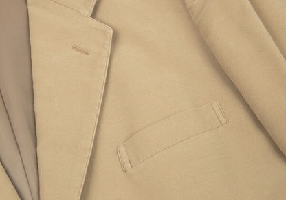 Papas Beige Cotton Peach Skin 3-Button Jacket Size 50L