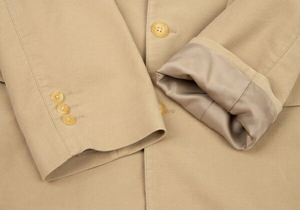 Papas Beige Cotton Peach Skin 3-Button Jacket Size 50L