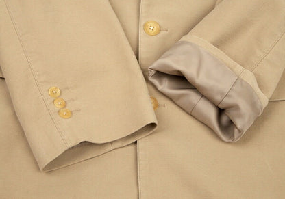 Papas Beige Cotton Peach Skin 3-Button Jacket Size 50L