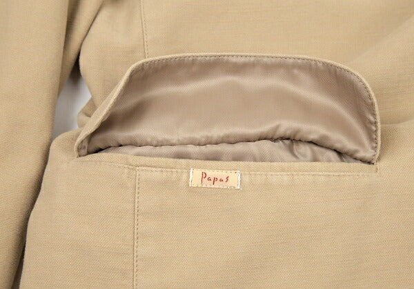 Papas Beige Cotton Peach Skin 3-Button Jacket Size 50L