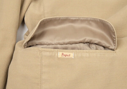 Papas Beige Cotton Peach Skin 3-Button Jacket Size 50L