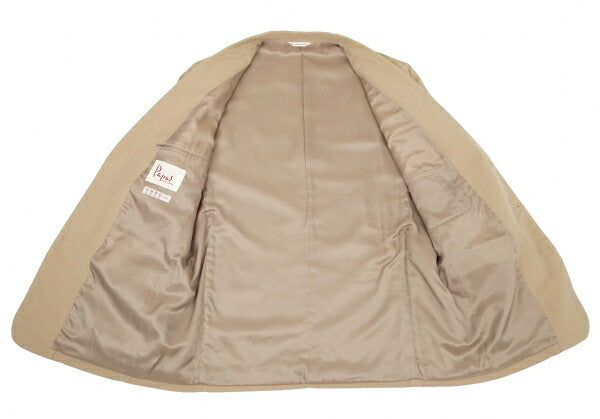 Papas Beige Cotton Peach Skin 3-Button Jacket Size 50L