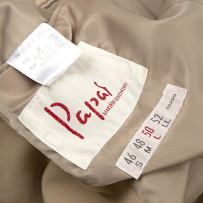 Papas Beige Cotton Peach Skin 3-Button Jacket Size 50L