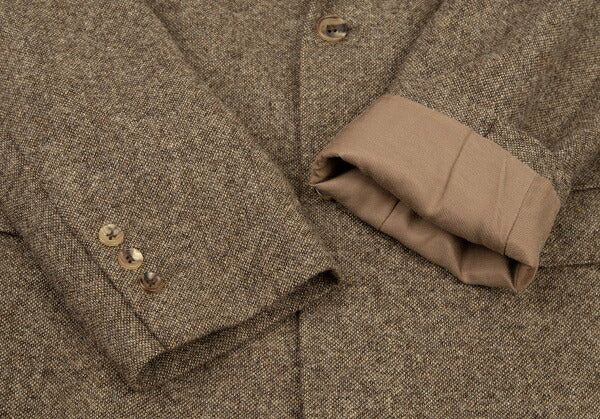 Papas Moon Tweed 3B Jacket Beige Brown Wool Size 50L