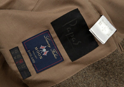 Papas Moon Tweed 3B Jacket Beige Brown Wool Size 50L