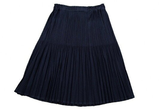 PLEATS PLEASE Sheer Zigzag Stripe Pleated Skirt Navy Size 3