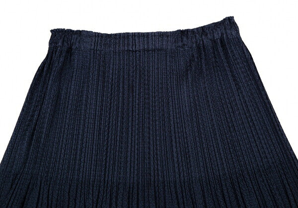 PLEATS PLEASE Sheer Zigzag Stripe Pleated Skirt Navy Size 3