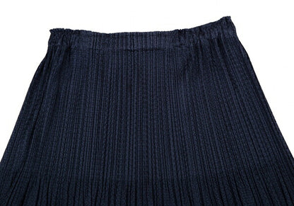 PLEATS PLEASE Sheer Zigzag Stripe Pleated Skirt Navy Size 3