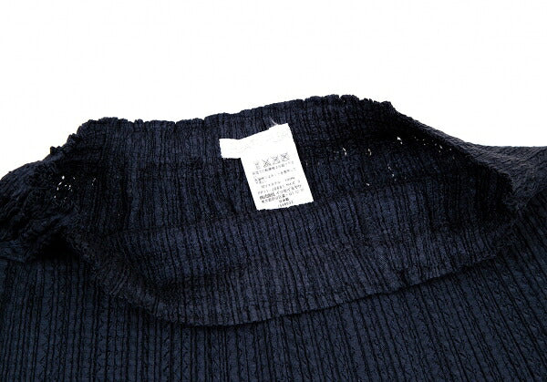 PLEATS PLEASE Sheer Zigzag Stripe Pleated Skirt Navy Size 3