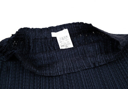 PLEATS PLEASE Sheer Zigzag Stripe Pleated Skirt Navy Size 3