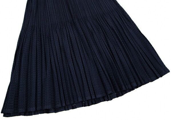 PLEATS PLEASE Sheer Zigzag Stripe Pleated Skirt Navy Size 3