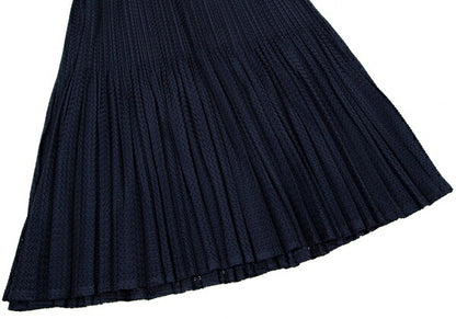 PLEATS PLEASE Sheer Zigzag Stripe Pleated Skirt Navy Size 3