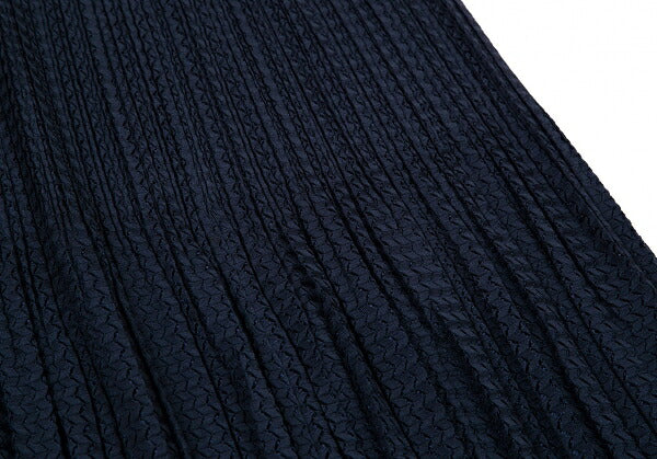 PLEATS PLEASE Sheer Zigzag Stripe Pleated Skirt Navy Size 3