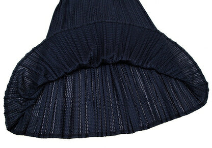 PLEATS PLEASE Sheer Zigzag Stripe Pleated Skirt Navy Size 3