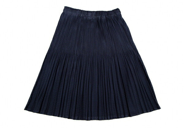 PLEATS PLEASE Sheer Zigzag Stripe Pleated Skirt Navy Size 3