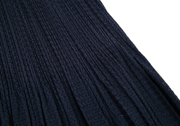 PLEATS PLEASE Sheer Zigzag Stripe Pleated Skirt Navy Size 3