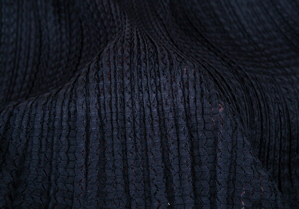 PLEATS PLEASE Sheer Zigzag Stripe Pleated Skirt Navy Size 3