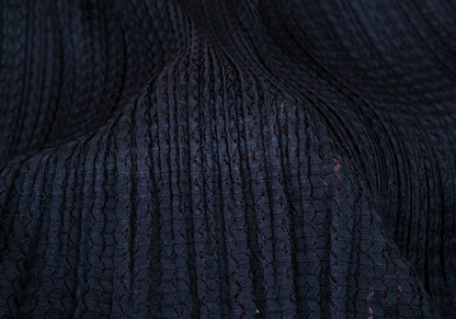 PLEATS PLEASE Sheer Zigzag Stripe Pleated Skirt Navy Size 3