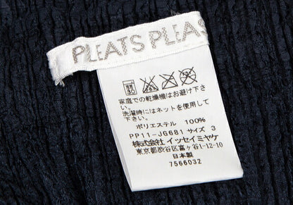 PLEATS PLEASE Sheer Zigzag Stripe Pleated Skirt Navy Size 3