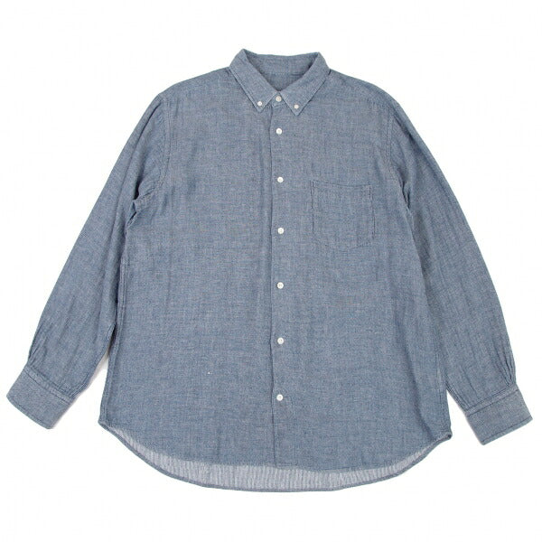 Papas Cotton Gauze Chambray Button-Down Shirt Blue Size LL