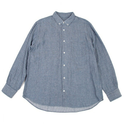 Papas Cotton Gauze Chambray Button-Down Shirt Blue Size LL