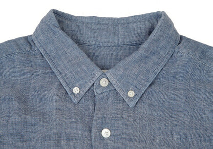 Papas Cotton Gauze Chambray Button-Down Shirt Blue Size LL