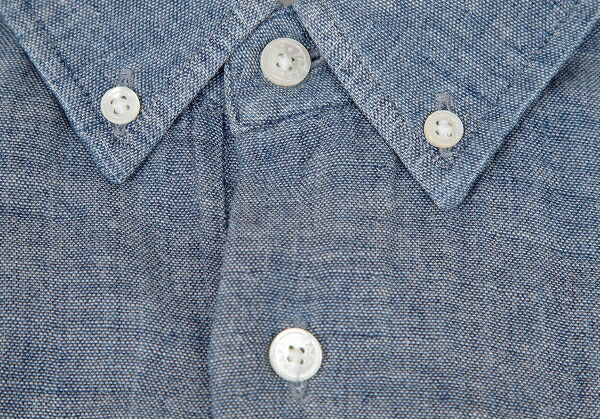 Papas Cotton Gauze Chambray Button-Down Shirt Blue Size LL