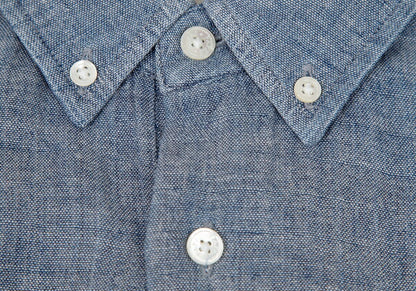 Papas Cotton Gauze Chambray Button-Down Shirt Blue Size LL