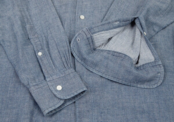 Papas Cotton Gauze Chambray Button-Down Shirt Blue Size LL