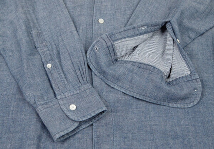 Papas Cotton Gauze Chambray Button-Down Shirt Blue Size LL