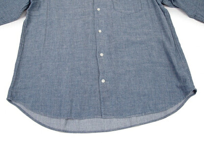 Papas Cotton Gauze Chambray Button-Down Shirt Blue Size LL