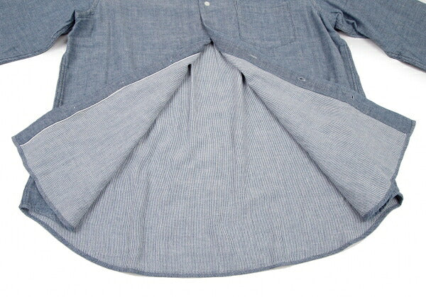 Papas Cotton Gauze Chambray Button-Down Shirt Blue Size LL