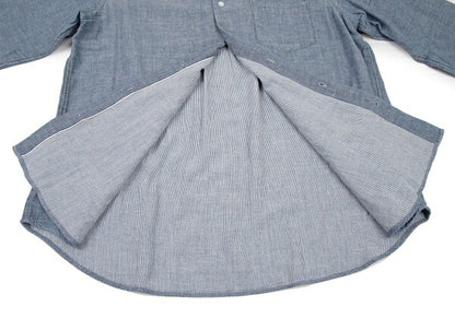 Papas Cotton Gauze Chambray Button-Down Shirt Blue Size LL