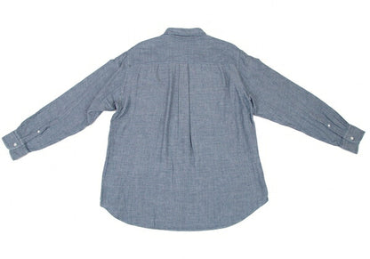 Papas Cotton Gauze Chambray Button-Down Shirt Blue Size LL