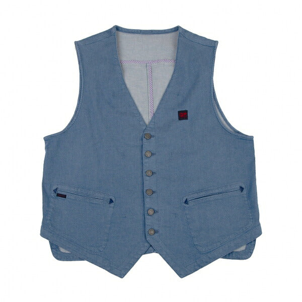 Papas Stretch Denim Arrow Pocket Vest Indigo Size 48M