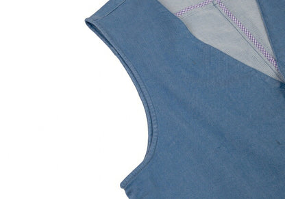 Papas Stretch Denim Arrow Pocket Vest Indigo Size 48M