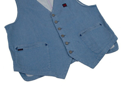 Papas Stretch Denim Arrow Pocket Vest Indigo Size 48M