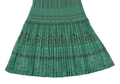 PLEATS PLEASE Geometric Jacquard Pleated Skirt Green Size 3