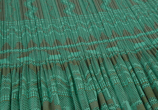 PLEATS PLEASE Geometric Jacquard Pleated Skirt Green Size 3