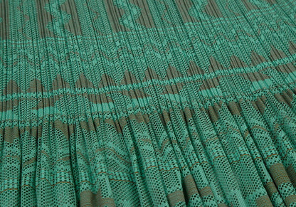 PLEATS PLEASE Geometric Jacquard Pleated Skirt Green Size 3