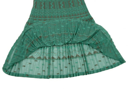 PLEATS PLEASE Geometric Jacquard Pleated Skirt Green Size 3