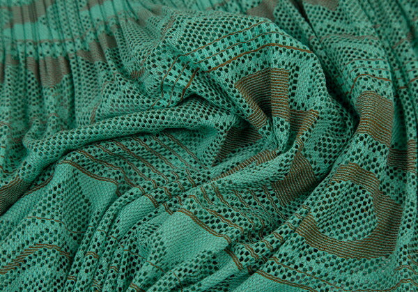PLEATS PLEASE Geometric Jacquard Pleated Skirt Green Size 3