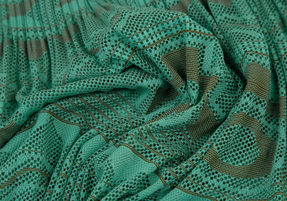 PLEATS PLEASE Geometric Jacquard Pleated Skirt Green Size 3