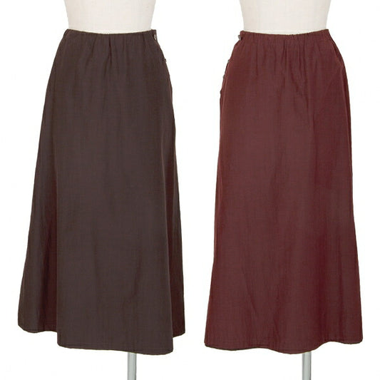 JURGEN LEHL Cotton Silk Reversible Midi Skirt Brown Size M