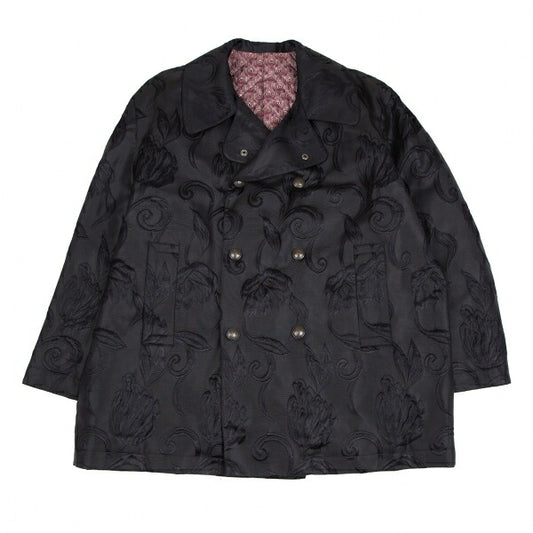 Jean Paul GAULTIER HOMME Jacquard Coat Black Size 48