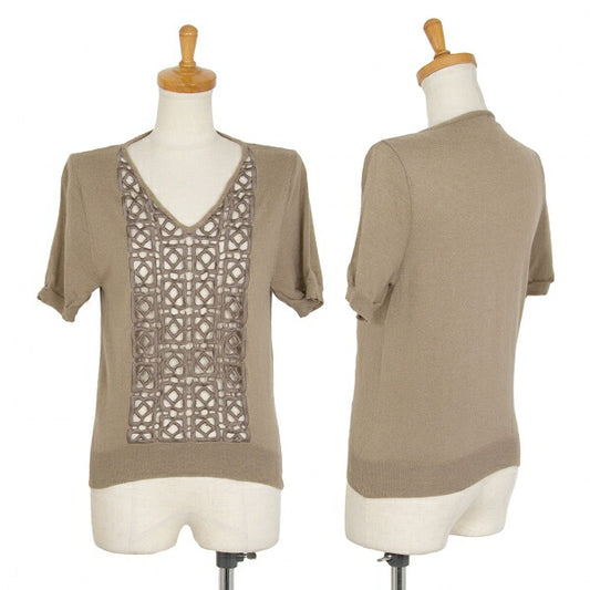 DRIES VAN NOTEN Wool Cotton Front Sweater Beige Size S