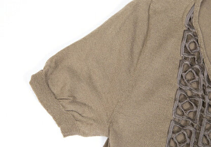 DRIES VAN NOTEN Wool Cotton Front Sweater Beige Size S