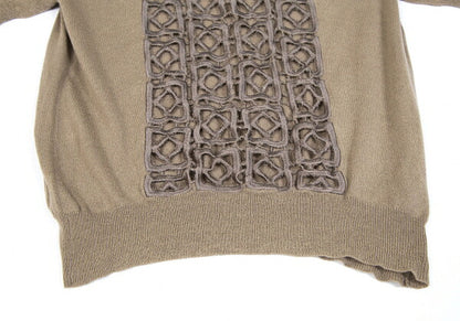 DRIES VAN NOTEN Wool Cotton Front Sweater Beige Size S