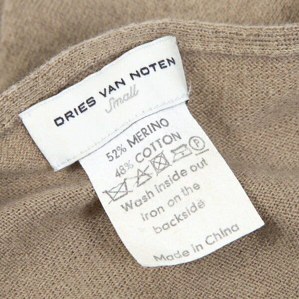 DRIES VAN NOTEN Wool Cotton Front Sweater Beige Size S